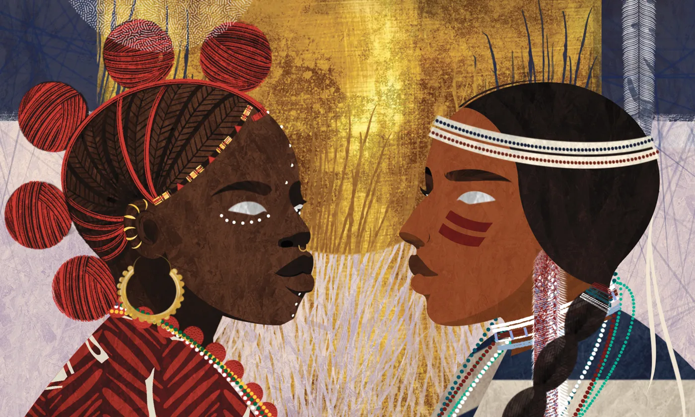 Illustration of a black woman and Indigenous woman.